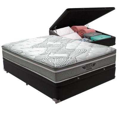 Cama Box com Baú Viúvo Bravus com Colchão Ibiza Molas Ensacadas Preto Vtech