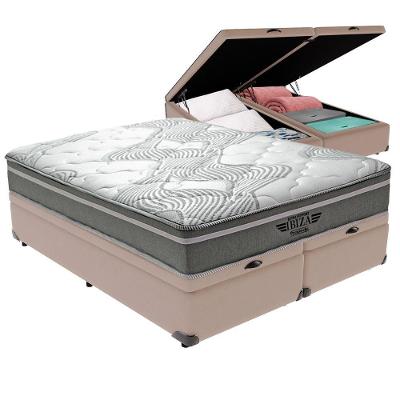 Cama Box com Baú King Bravus Ibiza Molas Ensacadas Bege V-tech