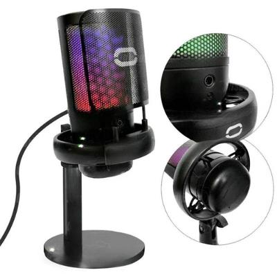 Microfone Gamer Tomate com Suporte LED RGB 7 Cores USB Plug And Play Preto