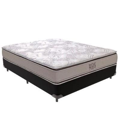 Cama Box Casal com Colchão Four Season Molas Ensacadas Pillow Top Preto Vtech