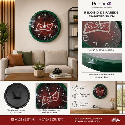 Relógio de Parede Relobraz 30CM Analógico Clássico e Silencioso 30CM