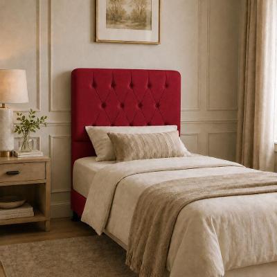 Cabeceira Cama Box Casal Mallu Madeira Maciça Veludo Vermelho Click Home