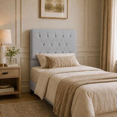 Cabeceira Cama Box Casal Mallu Madeira Maciça Veludo Cinza Click Home