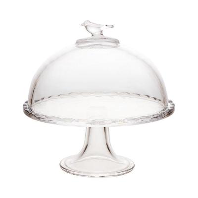 Prato para Bolo com Pé Bird Servir Bolos Cristal Transparente Wolff 19CM