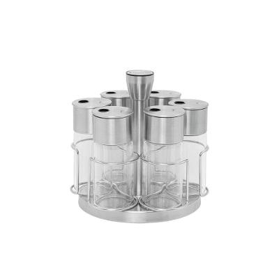 Porta Temperos Realce 61119220 Aço Inox Base Giratória Prata Tramontina 6 Peças