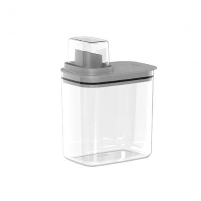 Dispenser para Amaciante e Sabão Líquido com Dosador Flow Corpo Transparente Poliestireno Cinza Yoi