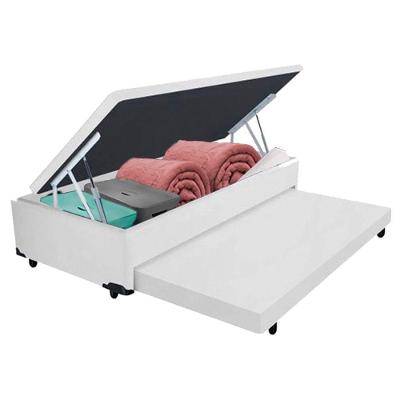 Bicama Solteiro com Baú e Cama Auxiliar Madeira Branco Vtech