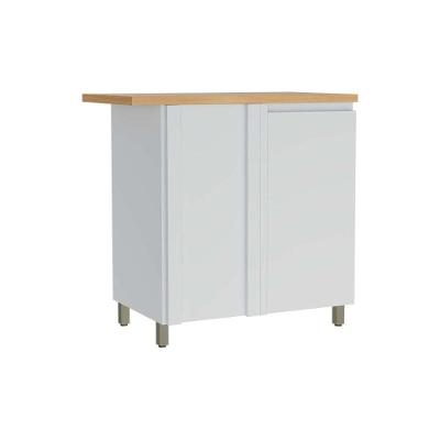 Balcão de Cozinha Modulado de Canto Reto Rainha 1 Porta 1 Prateleira MDF 92CM Branca-Nature Nesher