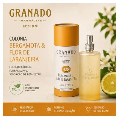 Colônia Bergamota & Flor de Laranjeira Frescor Elegância Cítrica Floral 230ML Granado