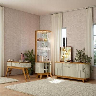 Conjunto Aparador Buffet e Cristaleira Verona MDP Cumaru Opala Madetec Móveis