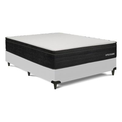 Cama Box com Colchão Viúva Poli Ortopillow D45 Espuma Branco Base Courino Ortobom