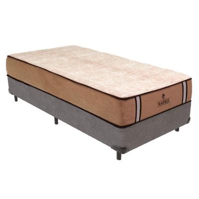 Cama Box com Colchão Solteirão Madrid Molas Ensacadas Tecido Sintético Cinza Vtech 96CM
