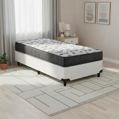 Cama Box com Colchão Solteiro Iso 100 D33 Espuma Courino Branco Ortobom