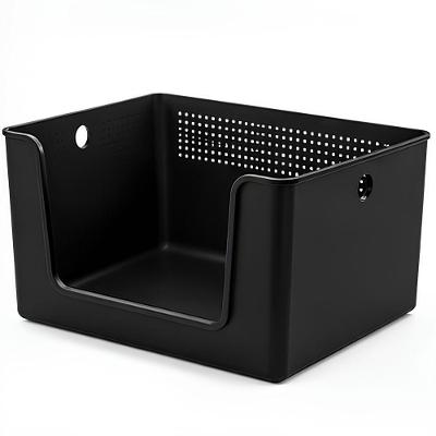 Cesto Organizador 16L Multiuso Abertura Frontal PS Banheiro Lavanderia Armario Roupas Preto Yoi