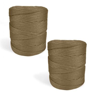 Fio para Crochê e Macramê Fio Náutico Premium 100% Poliéster Caqui Kit 2 Unidades 1KG