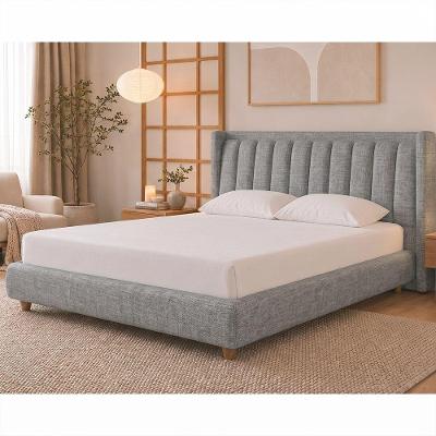 Cama Japonesa com Cabeceira Casal Seo-yeon Linho Cinza Sallar Home