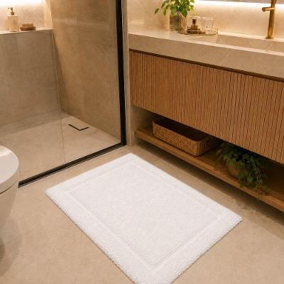 Tapete Sintra Retangular 50CM X 80CM Algodão Base Antiderrapante Banheiro Branco Kacyumara