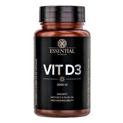 Suplemento Essential Nutrition VIT D3 2000UI Amarelo 120 Caps