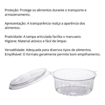 Embalagem Plástica BP-742 com Tampa Articulada para Alimentos e Sobremesas Transparente Bipack 250ML