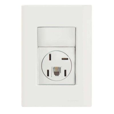 Conjunto 4x2 com Tomada Telefone 4P e RJ11 Sistema Modular Branco Tramontina 10CM