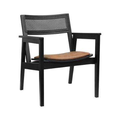 Poltrona Gusty Encosto Telinha Assento Anatômico Estofado Corano Marrom Mescla Decorise
