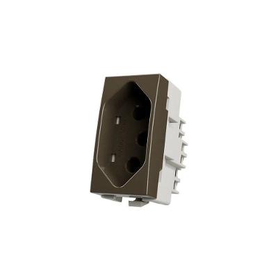 Módulo Tomada Sleek 2P+T 20A Marrom Alto Brilho Margirius