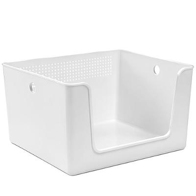 Cesto Organizador 16L Multiuso Abertura Frontal PS Banheiro Lavanderia Armário Branco Yoi Martiplast