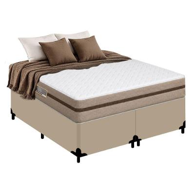 Cama Box King Bipartido Sintético + Colchão Molas Ensacadas Bioclassic Branco Royal Sleep