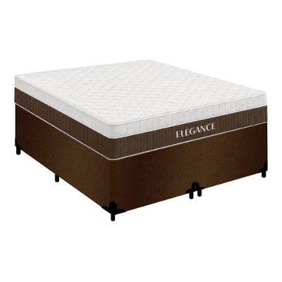 Cama Box King Bipartido Elegance Suede Colchão Molas Ensacadas Marrom Royal Sleep