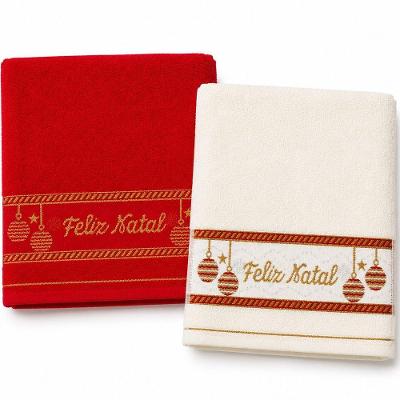 Kit 3 Toalhas de Mãos e Lavabo Natalina 30x50CM 100% Algodão 400g-m² Macia Vermelho-Cream Bene Casa