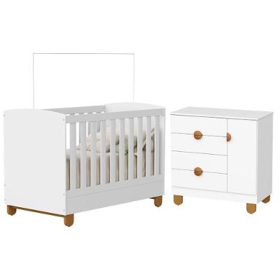 Berço Americano e Cômoda Sapateira Apolo MDF Branco Fosco Reller Móveis