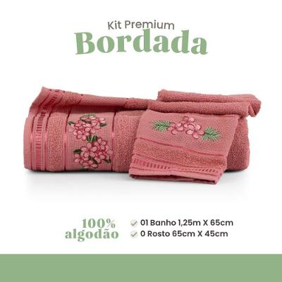 Jogo de Toalhas Premium 2 Peças 100% Algodão 290g-m2 Macio Rosa Casa com Amor