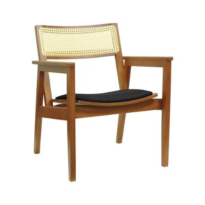 Poltrona Gusty com Encosto Telinha Assento Anatômico Estofado Linho Preto Textura Decorise