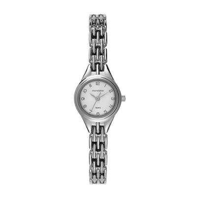 Relógio Feminino Efeito Mate Prata Clássico Analógico Pulseira Metal Prata Mondaine