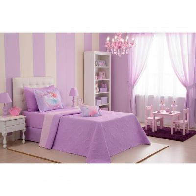 Kit Cobre Leito Infantil Divina Bailarina Solteiro 4 Peças Microfibra Matelassado Dupla Face Lilás
