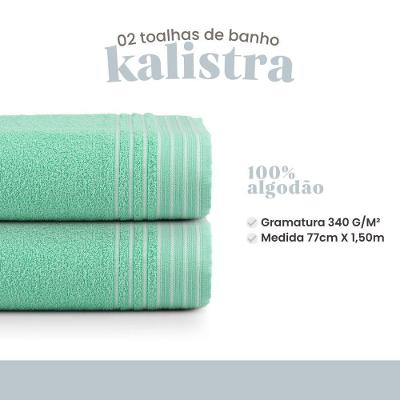 Kit 2 Toalhas de Banho Banhão Kalistra 100% Algodão 340g-m2 Verde Casa com Amor