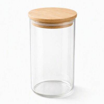 Pote para Mantimentos Vidro Borossilicato Tampa de Bambu Vedacao Transparente Carisma 1300ML