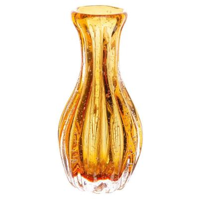 Vaso para Plantas e Flores Italy Cilíndrico Vidro Murano Âmbar Laranja Wolff