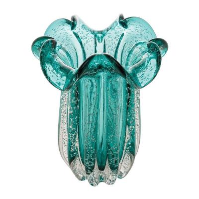 Vaso Decorativo Italy Cilíndrico Vidro Azul Tiffany Wolff
