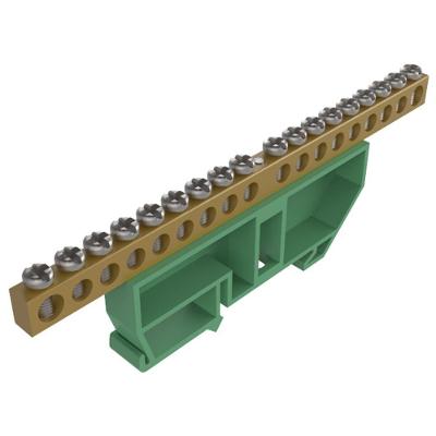 Barramento de Terra com Suporte 18 Furos com Supressor de Variação VD Verde Soprano