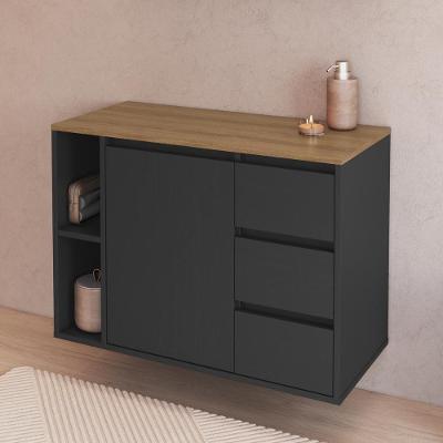 Balcão Gabinete de Banheiro Suspenso CRART-BAL003 1 Porta 3 Gavetas 80CM Grafite Multimóveis