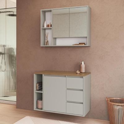 Armários Modulares de Banheiro CRART-CON014 3 Portas 3 Gavetas MDP 80CM Areia-bege Multimóveis