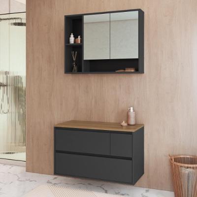 Armários Modulares de Banheiro CRART-CON013 4 Portas 1 Gaveta MDP 80CM Grafite Multimóveis