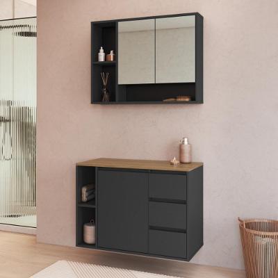 Armários Modulares de Banheiro CRART-CON014 3 Portas 3 Gavetas MDP 80CM Grafite Multimóveis