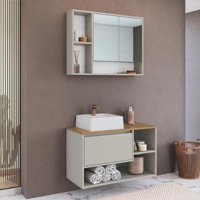 Armários Modulares de Banheiro CRART-CON009 3 Portas MDP 80CM Bege Multimóveis