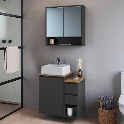 Armários Modulares de Banheiro CRART-CON008 3 Portas MDP 60CM Grafite Multimóveis com Cuba