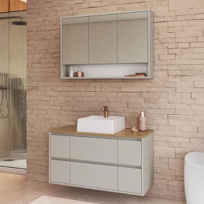 Armários Modulares de Banheiro CRART-CON007 5 Portas 4 Gavetas MDP 88,4CM Bege