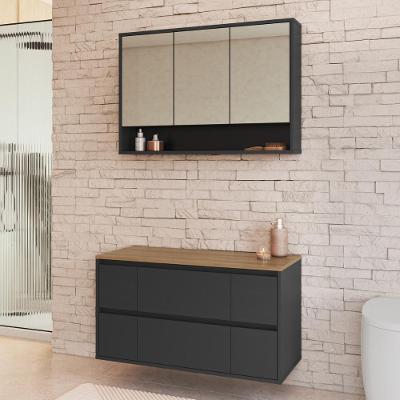 Armários Modulares de Banheiro CRART-CON003 5 Portas 3 Prateleiras MDP 88,4CM Grafite Multimóveis