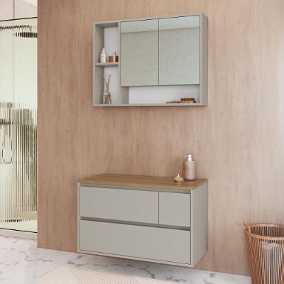 Armário Modular de Banheiro CRART-CON013 4 Portas 3 Prateleiras MDP 80CM Bege Multimóveis