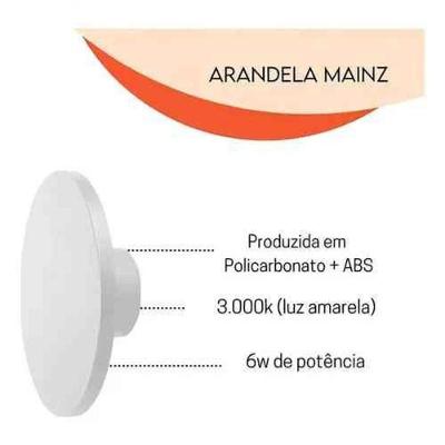 Arandela de Sobrepor LED para Área Externa Mainz 6W 3000K Branco Bivolt